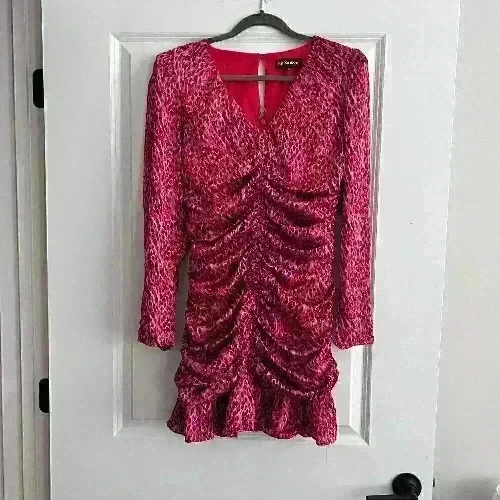 en Saison Razzalind Mini Dress Women's Clothing - Raspberry -Size - SMALL